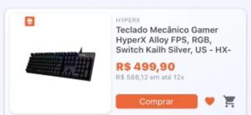 Teclado mecânico HyperX alloy FPS