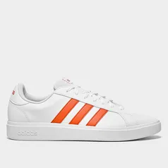 Tênis Adidas Grand Court Base Masculino, Branco + Laranja - Tamanho 35 ao 44