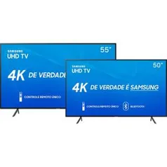 Smart TV LED 55'' Samsung 55RU7100 4K + Smart TV LED 50'' Samsung 50RU7100 4K | R$3.779