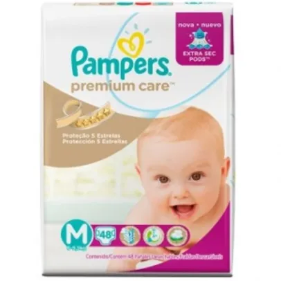 Fralda Pampers Premium Care Mega M 48 unidades  por R$ 15