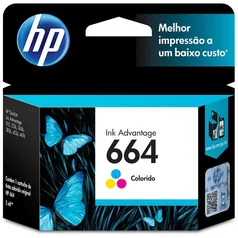 Cartucho HP 664 Colorido Original (F6V28AB) para HP Deskjet 2136/ 2676/ 3776/ 5076/5276