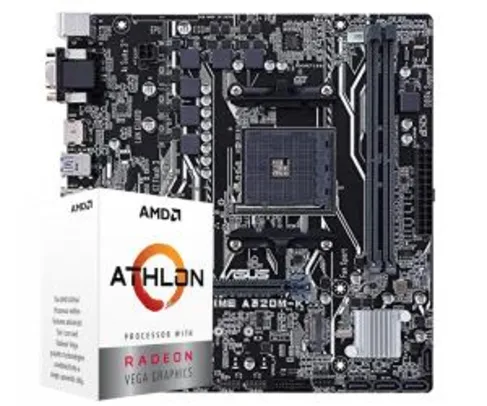 PICHAU KIT UPGRADE, AMD ATHLON 200GE, ASUS A320M-K/BR DDR4 por R$ 542