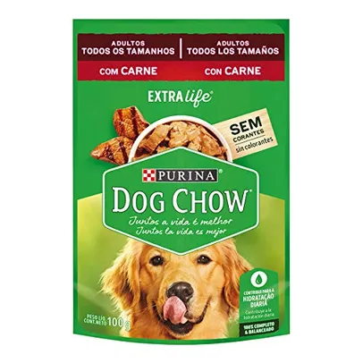 [ PRIME | REC | Leve 15 Pague 12 ] Dog Chow Ração Úmida Cães Adultos Carne Dog Chow 100G