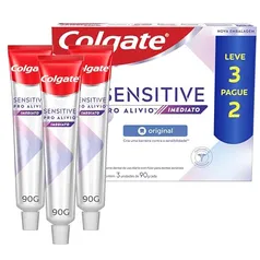 [REC/+POR-16,74] Colgate Creme dental para dentes sensíveis Sensitive Pro Alivio Imediato Original, para alívio imediato Leve 3 Pague 2, 90g