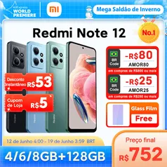 Smartphone Xiaomi Redmi Note 12  120Hz AMOLED 33W 128GB / 4gb