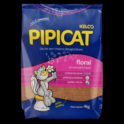 Areia Higiênica para Gatos Perfumado Floral PIPICAT Pacote 4kg | R$ 7