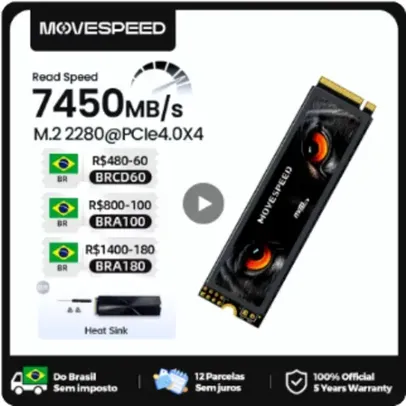 [No Brasil] SSD M2 MoveSpeed 1TB com 7450 MB/s