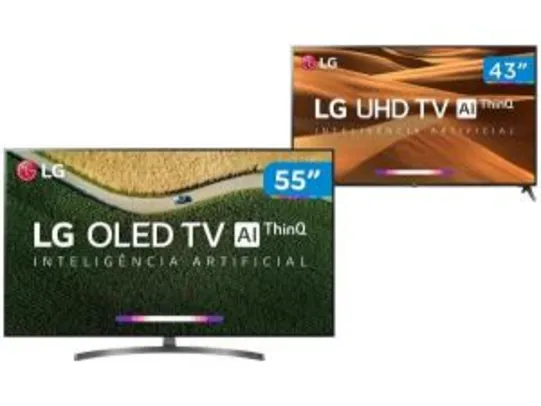 Smart TV 4K OLED 55” LG OLED55B9PSB Wi-Fi - HDR + Smart TV 4K LED 43” LG 43UM7300PSA Wi-Fi HDR