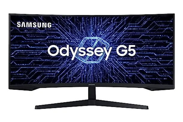 Monitor Gamer Curvo Samsung Odyssey 34', WQHD, 165Hz, 1ms, tela ultrawide, HDMI, Display Port, Freesync Premium, preto, série G5