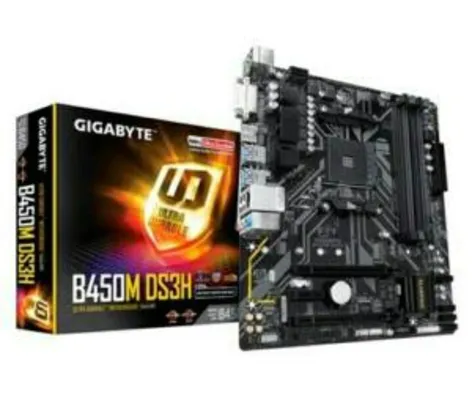 Placa-Mãe Gigabyte B450M DS3H V2, AMD B450, mATX, DDR4 (rev. 1.0) | R$590