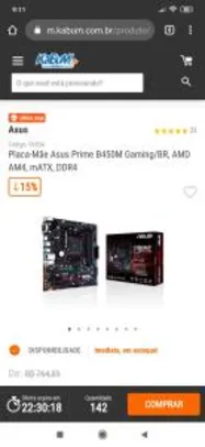Placa-Mãe Asus Prime B450M Gaming/BR - R$550