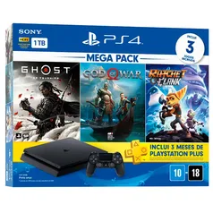 PlayStation 4 Slim 1TB + 3 jogos + PSN Plus 3 Meses