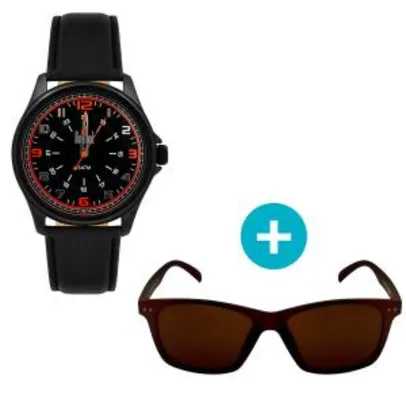 Relógio Dumont Masculino + Óculos de Sol, UV