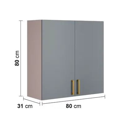 Armário para Lavanderia em MDF Aéreo Duplo Itatiaia Essence com 2 Portas, 2 Prateleiras e 80 cm de Largura – Fendi e Gris