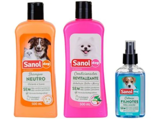 [C. OURO] Kit Shampoo e Condicionador Colônia - Cachorro e Gato Neutro Sanol Dog