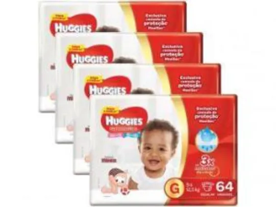 Kit Fraldas Huggies Turma da Mônica Supreme Care com 4 pacotes M/G/XG/XXG por R$ 108