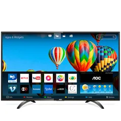 Smart TV LED 43 Full HD AOC Roku 43S5195/78 com Wi-fi, Controle Remoto com Atalhos, Roku Mobile, Mir