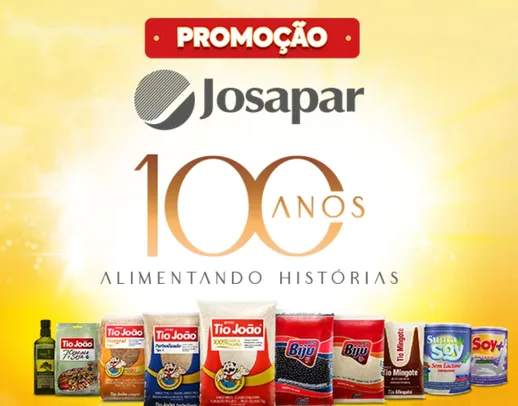 Promoção Josapar 100 anos - Alimentando histórias - Ganhe até R$ 60 de volta