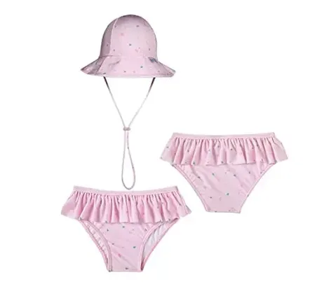 Conjunto infantil chapéu e tapa fralda, proteção UV, Tip Top, Bebê Menina