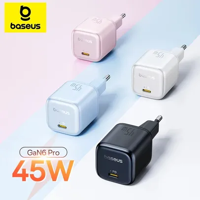 【Com Taxa / Paypal / Cashback Aliexpress R$ 126】Carregador 45W GaN6 Pro QC 3.0 Baseus