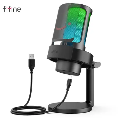 Microfone usb fifine RGB | R$ 266,12 Promoção 