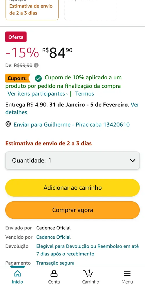 Imagem na descrição da promoção