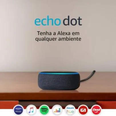 Echo Dot (3ª Geração): Smart Speaker com Alexa - Cor Preta - FRETE GRATIS