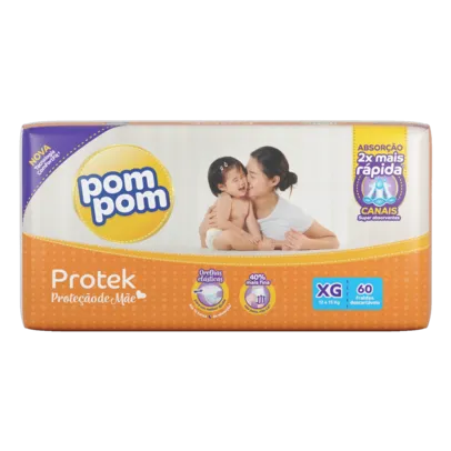 Fralda Pom Pom Protek Proteção de Mãe Hiper XG 60 unidades. | R$40