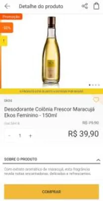 Desodorante Colônia Frescor Maracujá Ekos Feminino - 150ml Natura