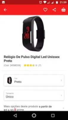 Relógio De Pulso Digital Led Unissex Preto por R$ 7