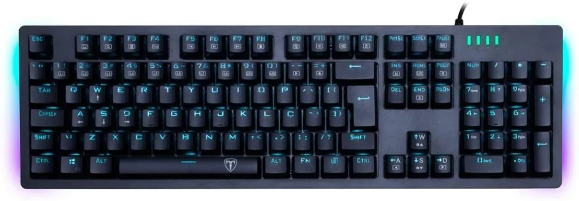 Teclado Gamer Mecânico T-Dagger Bermuda, RGB, Switch Blue, Black, ABNT, T-TGK312-BL