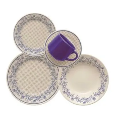 Aparelho de Jantar e Chá em Cerâmica 20 peças Dona - Biona  (Várias opções de cores) - R$89.90