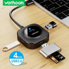 Portas usb Vothoon hub usb 4 portas usb 3.0 - R$26