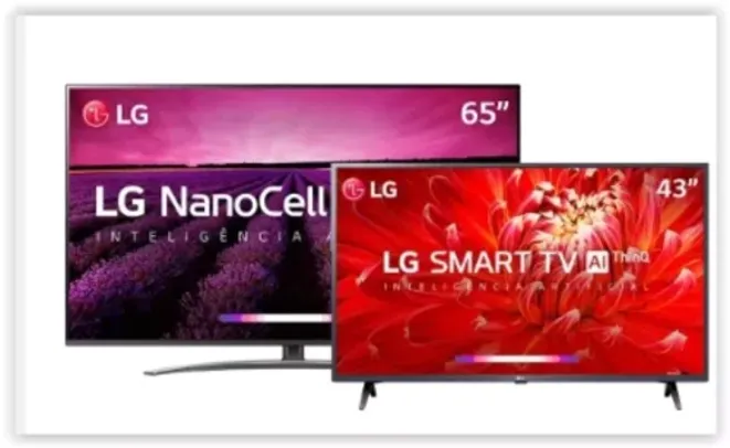 Smart TV LED LG 65'' 65SM8100 Ultra HD 4K com Conversor Digital 4  + Smart TV Led 43'' LG 43LM6300 FHD 