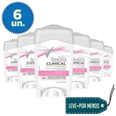 [Ricardo Eletro] Leve Mais e Pague Menos: 6 Desodorantes Rexona Clinical Stilk Feminino ou Original 48g - por R$81
