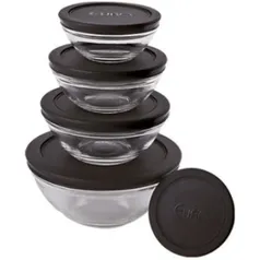 [Walmart] Conjunto de Potes de Vidro Euro Home 5 Peças VDR3008-PT com Tampa Preto - R$ 20,25