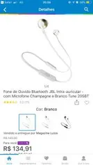 Fone de Ouvido B[App Magalu] JBL Intra-auricular - com Microfone Preto Tune 205BT