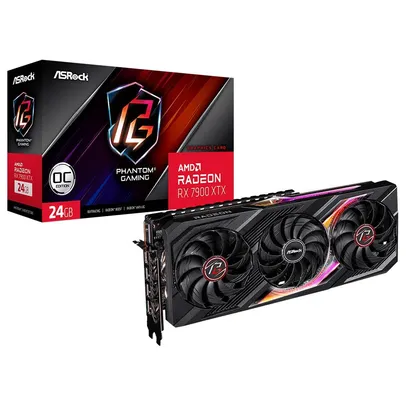 (Ninja R$ 5889) Placa de Vídeo RX 7900 XTX Phantom Gaming ASRock AMD, 24 GB GDDR6, ARGB - 90-GA3YZZ-00UANF