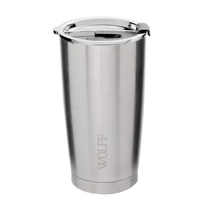 WOLFF Copo Térmico de Aço Inox Parede Dupla Com Tampa 600ml Prata - Itens Para Viagem - Mantém a Bebida na Temperatura Ideal