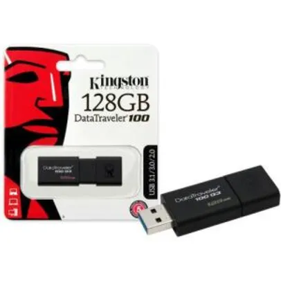 [CC Americanas] Pen drive USB 3.0 kingston dt100g3/128gb datatraveler 100 128gb generation 3