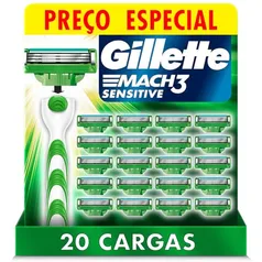 Gillette Mach3 Sensitive - Carga para Aparelho de Barbear, 20 unidades