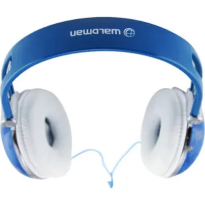 (AME R$ 18,90) Fone de ouvido Waldman Headphone azul e branco R$63