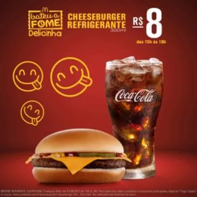 Cheeseburger + Refrigerante 300ml por só R$8