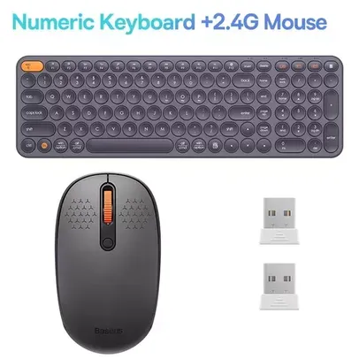 Kit Baseus Teclado Bluetooth e Wireless + Mouse silencioso sem fio - Lançamento Baseus