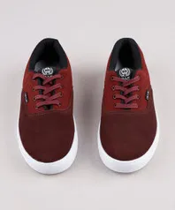 Tênis Masculino Ollie com Recorte em Suede Vinho