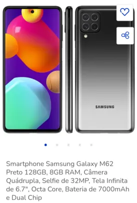 [AME R$ 1583] Samsung M62 -8G- 128G