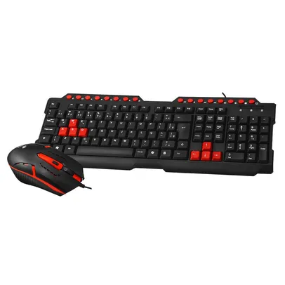 Kit Teclado e Mouse Gamer C3Tech USB Preto/Vermelho - GK-20BK