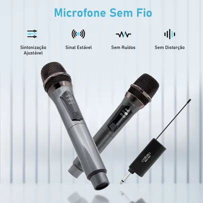 [R$74 MOEDAS] Kit Microfones Sem Fio Recarregáveis Coibeu UHF com Receptor