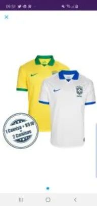 Kit com duas camisas da seleção brasileira 19/20