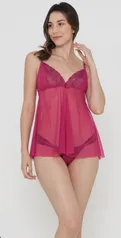 Camisola Tule e Renda Alcinha Rosa Pink